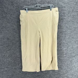Alfred Dunner Cropped Pants Women 14 Beige High Rise Flat Front Pull On Cotton